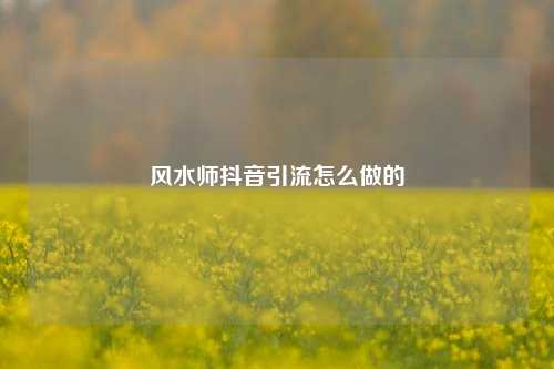 风水师抖音引流怎么做的