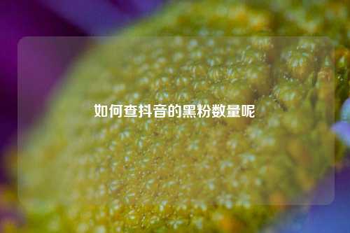 如何查抖音的黑粉数量呢
